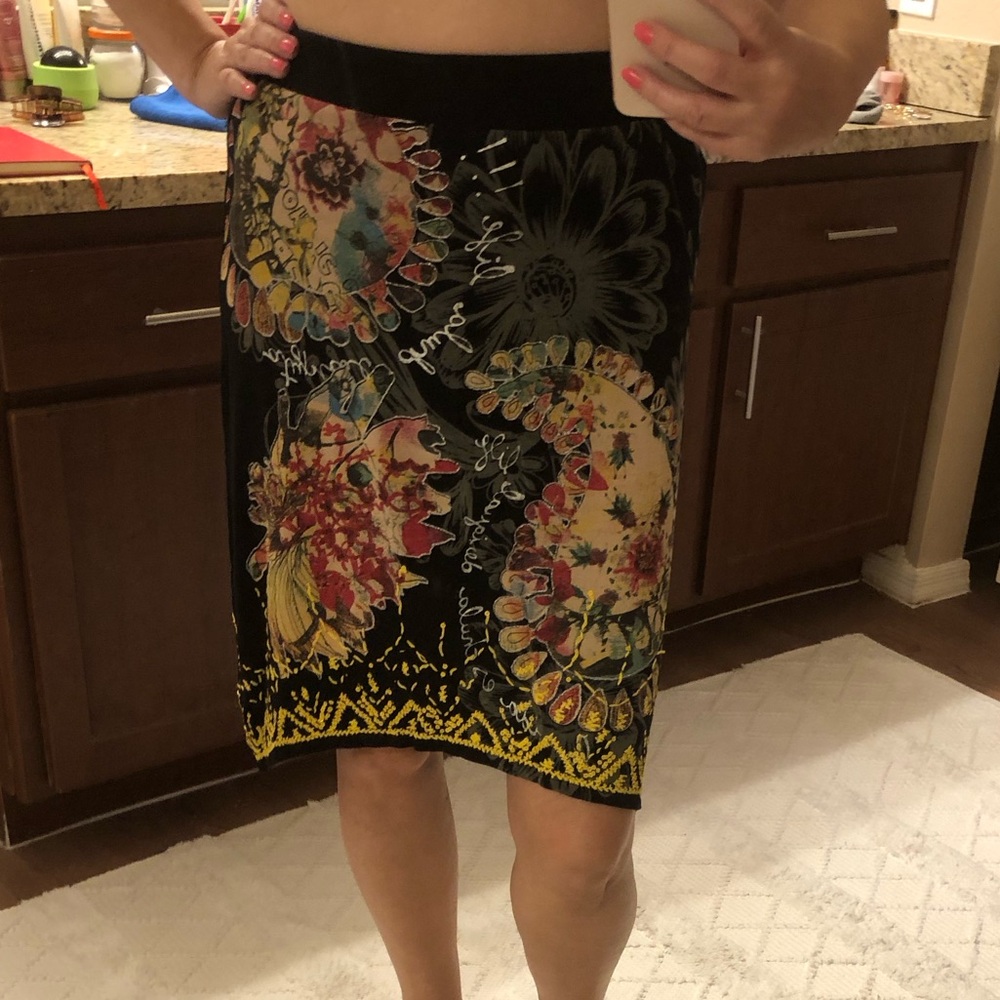 Desiguale Floral Black Skirt